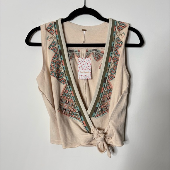 Free People Around The World Embroidered Wrap Top - Picture 2 of 6